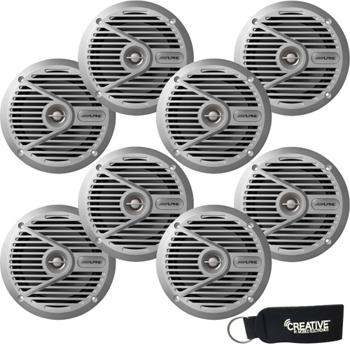Alpine SPS-M601 Bundle - Four pairs of SPS-M601 Silver 6.5" 2-Way Marine Coaxial Speakers (8 Speakers)