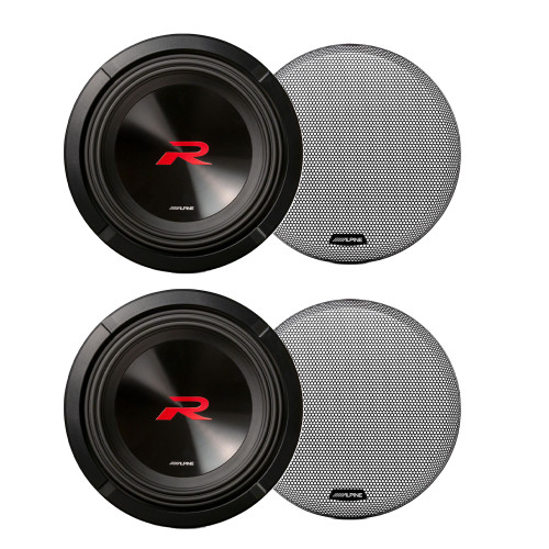 Alpine 2-R2-W10D2 Next-Generation 10" R-Series Subwoofers Dual 2-Ohm with 2-KTE-10G.3 Grills