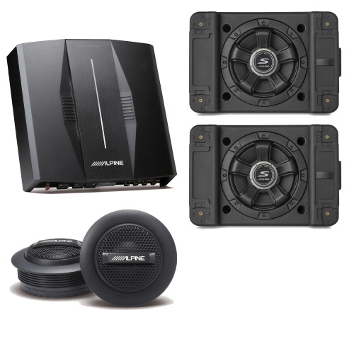 Alpine PXE-C80-88 OPTIM8 8-Channel Hi-Res Digital Sound Processor Amplifier w/ (2) SS-SB10 Subwoofer, S-S10TW 1" Silk Dome Tweeter Set Bundle