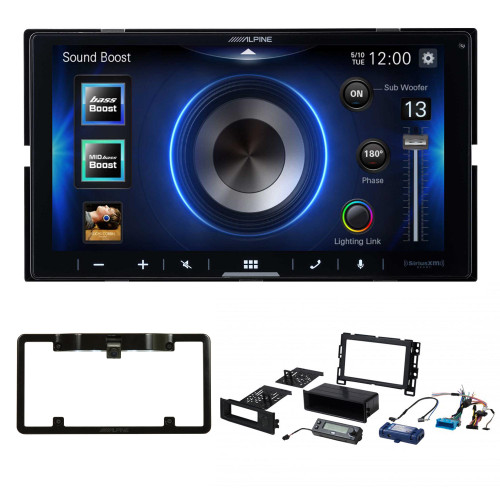 Alpine ILX-W670 7-Inch Receiver + PAC RPK4-GM2301 04-08 Chevy Malibu 05-08 Pontiac G6 Kit + Back up Camera and License Plate Frame