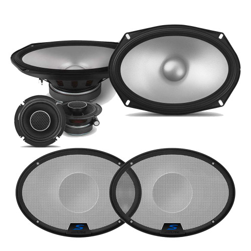 Alpine S2-S69C S-Series 6x9" Component & KTE-S69G 6x9" S-Series Speaker Grill Bundle