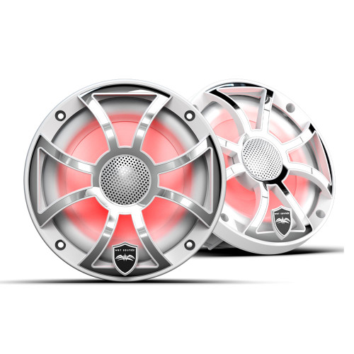 Wet Sounds REVO 6 XS-W-SS V3 - Revolution Series 6.5" RGB LED Marine Coaxial Speakers with White/Stainless XS Grilles, Pair - Used, Open Box