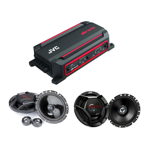 JVC 4-Ch Amp + 6.75in Component and Coax Speaker Bundle