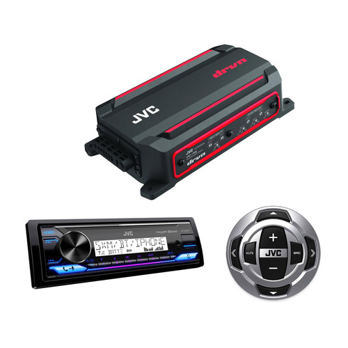 JVC Marine Bluetooth Stereo + 4-Ch Amp + Wired Remote