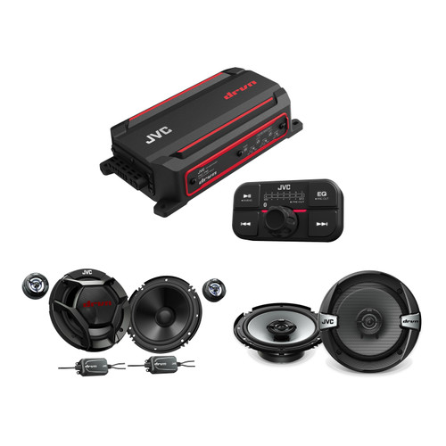 JVC Bluetooth 4-Ch Amp + 6.5in Component Speaker Bundle
