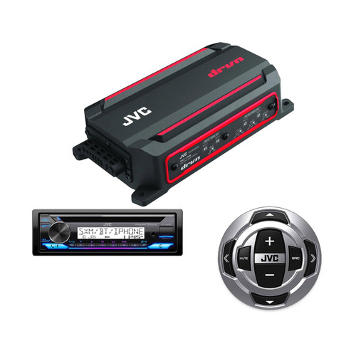 JVC Marine CD Bluetooth Stereo + 4-Ch Amp + Wired Remote
