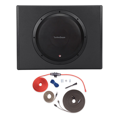 Rockford P300-12 Powered 12in Sub with RFK8I 8GA Install Kit