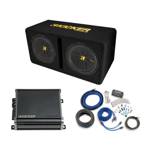 Kicker Dual CompC 12" Box with CXA800.1 Amp and 4GA Kit