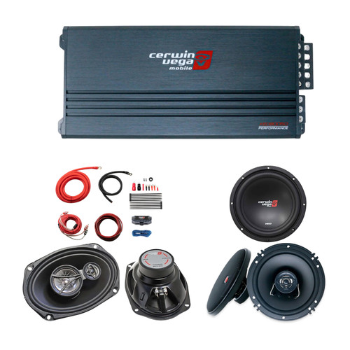 Cerwin Vega XED8005D 5-Ch Amp and Wiring + XED62 + XED693 + XED12V2