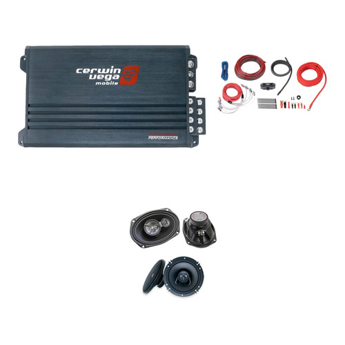 Cerwin Vega XED6004D Amp + XED62 6.5 + XED693 6x9 + 8GA Kit