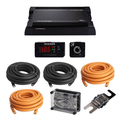 Kicker Warhorse WXA3600.1 Amp with Battery and Dual Power Wiring Kit