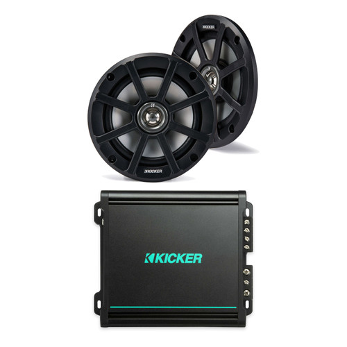 Kicker PSC65 Powersports Speakers with KMA150.2 Marine Amp