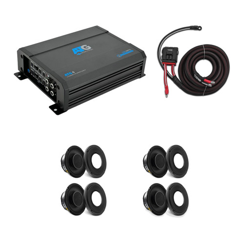 DS18 UTV-KIT4-4DR (4) PRO-HY6.4MSL and ATG4 Marine 4-Ch Amp