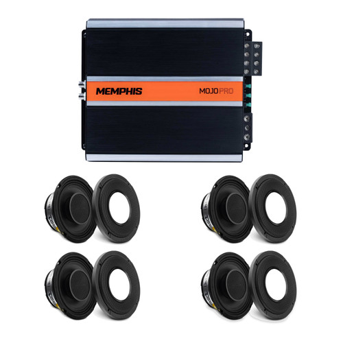 DS18 (4) PRO-HY6.4MSL 6.5" Speakers (1) MJP800.4 4-Ch Amp