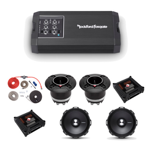 Rockford Punch Pro 8 Midbass & Tweeter Kit 400x4 Amp and Install Kit