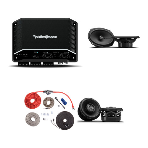 Rockford P1 3.5 Dash & 6x9 Door Speakers 300x4 Amp & Install Kit