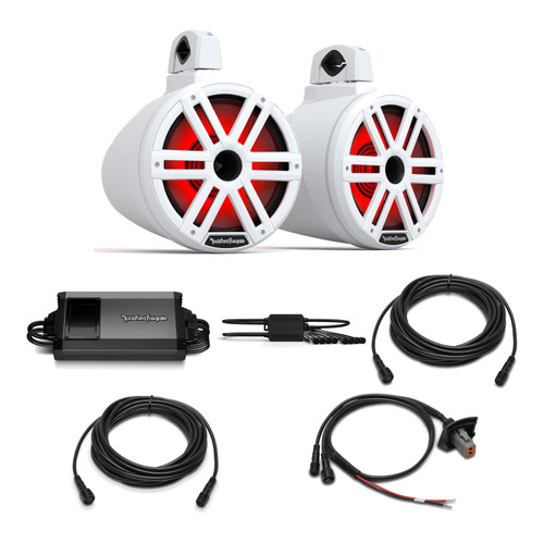 Rockford M2 10 RGB Marine Tower Speakers 800W Amp & RGB Kit White
