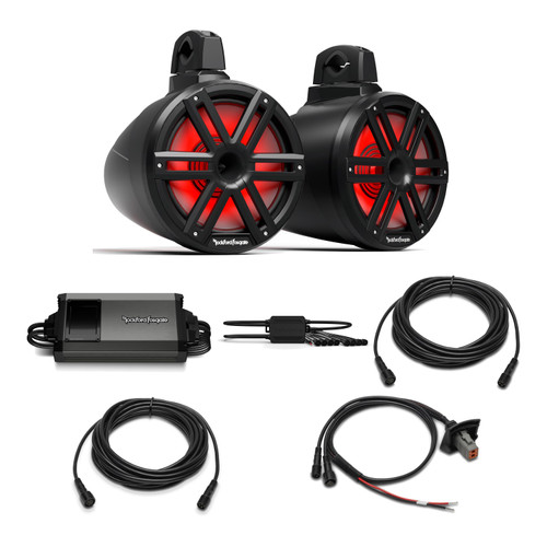Rockford M2 10 RGB Marine Tower Speakers 800W Amp & RGB Kit Black