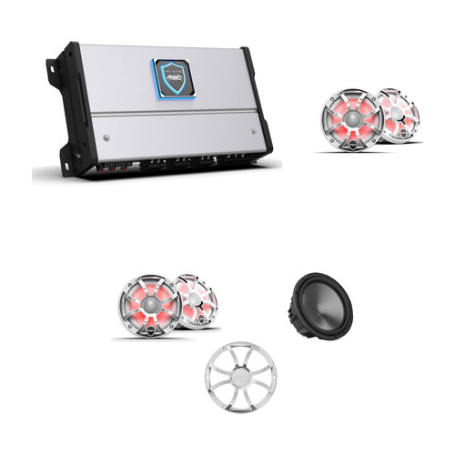 Wet Sounds HTM-6 + 4 REVO 6 V3 Speakers + REVO 10 Sub, XS-W-SS Grille