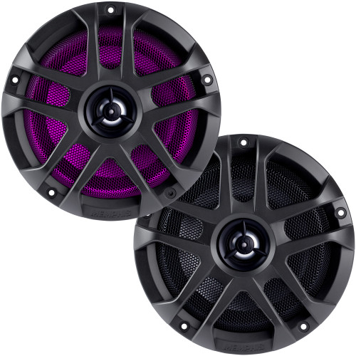 Memphis Audio 6.5" LED Marine Coaxial Speakers - 1 Pair (2 Units) - OEM Bulk Pack MXA60L With Metal Gray Grilles - Used, Very Good