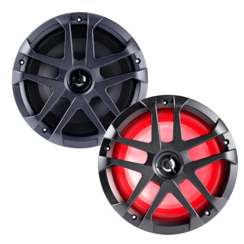 Memphis Audio 8" LED Marine Coaxial Speakers - 1 Pair (2 Units) - OEM Bulk Pack MXA80L With Metal Gray Grilles - Used, Acceptable