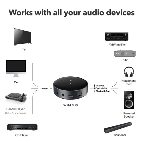 WiiM Mini Black Hi-Res Wireless Audio Streamer | AirPlay 2 | 24