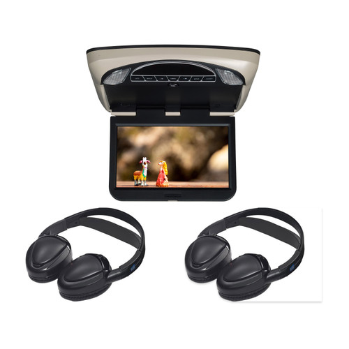 Voxx VXMTG10 10.1in DVD Overhead with 2 MTGHP2CA Wireless Headphones
