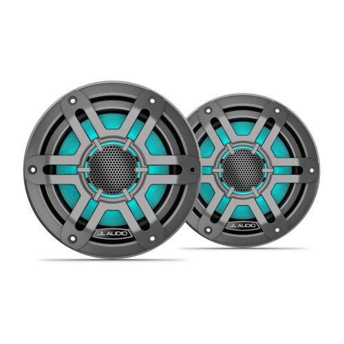 JL Audio M200 6.5" Marine Coaxial Speakers with Gray Sport Grilles with RGB LED Lighting - 010-04753-03