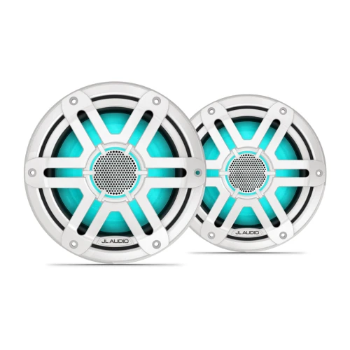 JL Audio M200 7.7" Marine Coaxial Speakers with White Sport Grilles and RGB LED Lighting - 010-04757-00