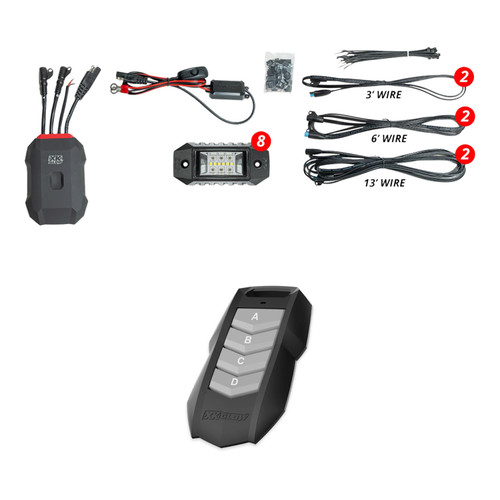 XKGLOW MX-ROCK-ADV 8pc Rock Light Kit + RF Remote Key Fob