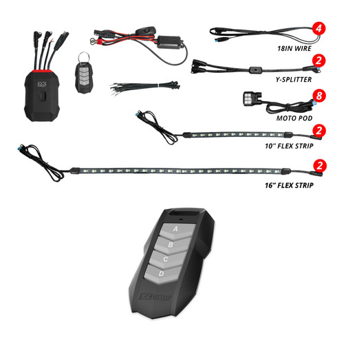 XKGLOW MX-MOTO-STA 10pc Motorcycle Kit + RF Remote Key Fob