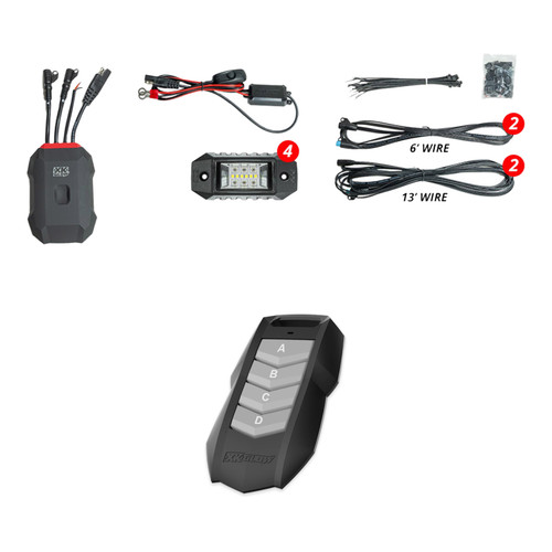 XKGLOW MX-ROCK-STA 4pc Rock Light Kit + RF Remote Key Fob