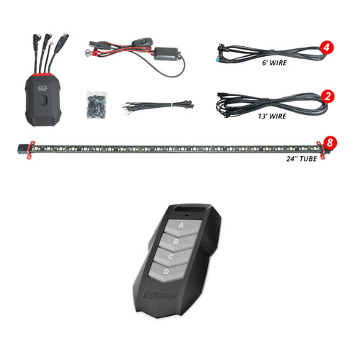 XKGLOW MX-CAR-STA 8pc Car Underglow Kit + RF Remote Key Fob