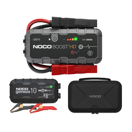 NOCO GB70 2000A Jump Starter + Case + GENIUS10 Battery Charger