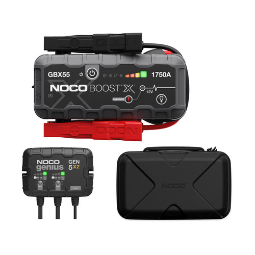 NOCO GEN5X2 2-Bank Charger + GBX55 Jump Starter + Case