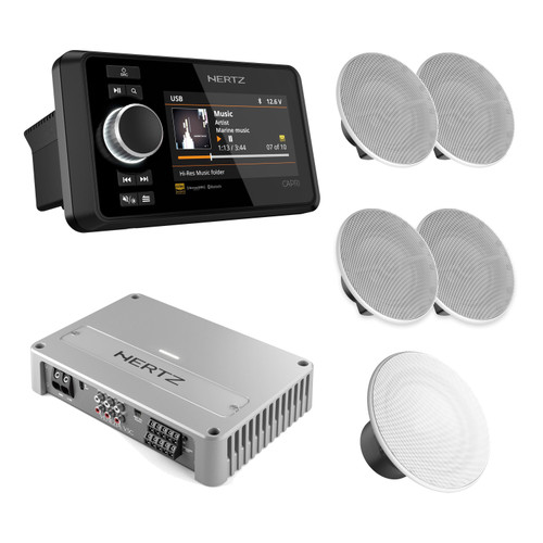 Hertz CAPRI H100 + V5C + 4 Portofino 7.7 Speakers + 10in Sub