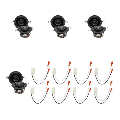 PowerBass S-3502 3.5in 2-Way Speakers, 4 Pairs + Metra 72-6515 Harnesses