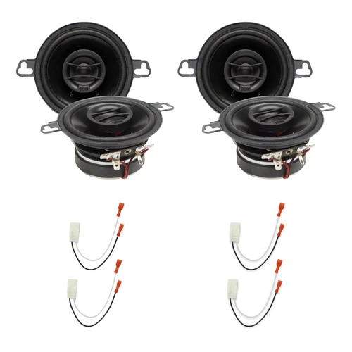 PowerBass S-3502 3.5in 2-Way Speakers, 2 Pairs + Metra 72-6515 Harnesses