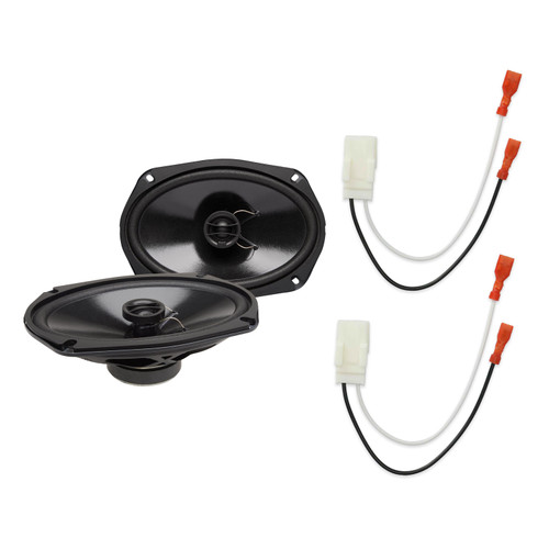 PowerBass S-6902T 6x9 Shallow Speakers, 1 Pair + Metra 72-6515 Harnesses