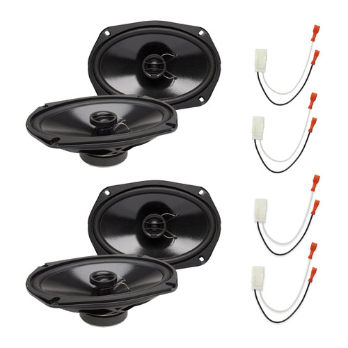 PowerBass S-6902T 6x9 Shallow Speakers, 2 Pairs + Metra 72-6515 Harnesses