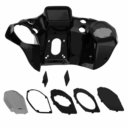 Metra 95-HDIF2 Single-DIN or Double-DIN Dash Kit — Harley-Davidson Roadglide (FLT/Sharknose fairing) 1998-2013 — High-Gloss Black