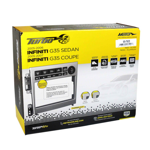 Metra 95-7605A Single-DIN or Double-DIN Dash Kit — Infiniti G35 2005-2007 (without factory NAV) — Brushed Aluminum