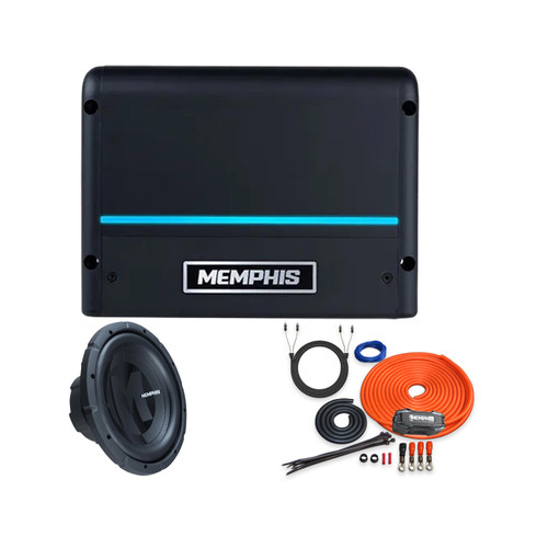 Memphis Audio PRX12FTV 12" Subwoofer, PRX500.1V2 Amp & 4GA Wiring Kit