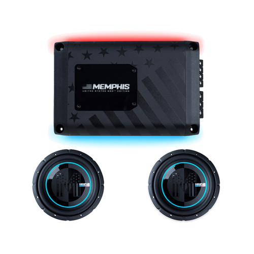 Memphis Audio 76PRXL12FTV Dual 12" RGB Subwoofers, 76PRX1000.1V2 Amp