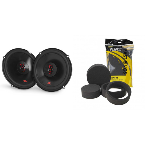 JBL Stage3627FAM Stage3 6-1/2" Two-Way Car Audio Speakers - No Grills with RKFR6 Fast Rings 6" & 6.5"