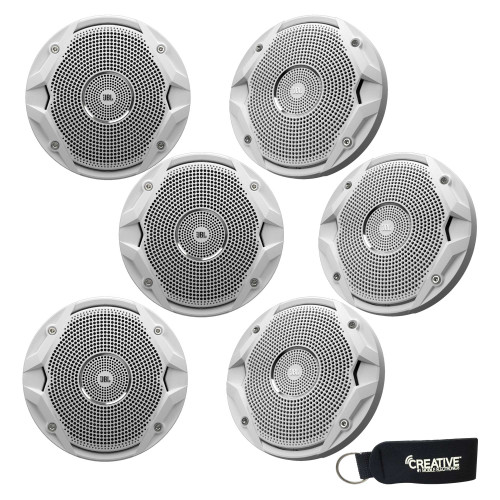 JBL MS6510 Marine Speakers - 6.5 Inch Dual-Cone Speakers - Three Pairs (Six Speakers), White