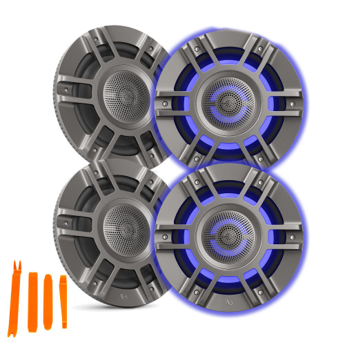 Infinity KAPPA8135M Bundle - Two Pairs Of Marine KAPPA8135M Titanium 8" Premium 3-Way RGB LED Convertible Speakers