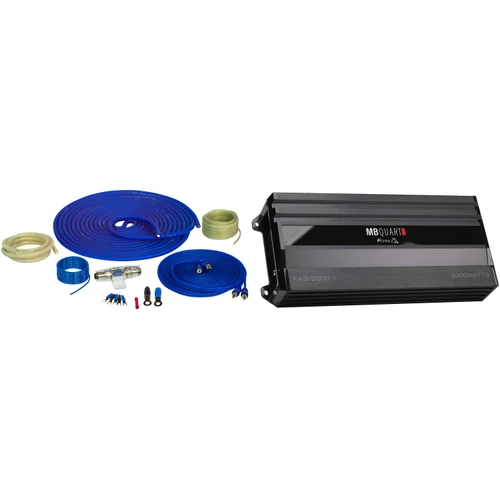 Mb Quart FA2-2000.1 2000 Watt Amplifier 1 Ohm Stable Mono Car Audio Amp with Pure Copper 4ga Wiring Kit