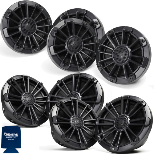 MB Quart Bundle- 2 Pair NP1-116 Premium Waterproof 6.5 Inch Marine Speakers with 2 Pair NP1-120 8" Premium Marine Speakers (Black Frame with Black, Silver and White Grills Included)