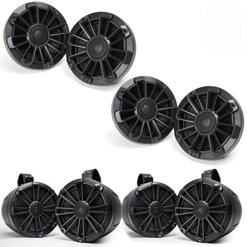 MB Quart Bundle- 2 Pair NP1-116 Premium Waterproof 6.5 Inch Marine Speakers with 2 Pair NPT1-120 8" Tower Speakers Premium Marine Speakers (Black Frame with Black, Silver and White Grills Included)